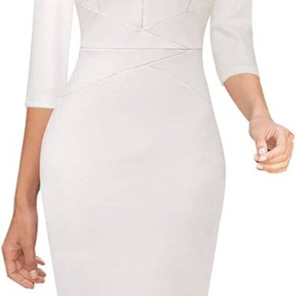 Wedding Dress Business Woman Office Formal Cross Bodycon Stretch XL 14 16 18 - Picture 14 of 15